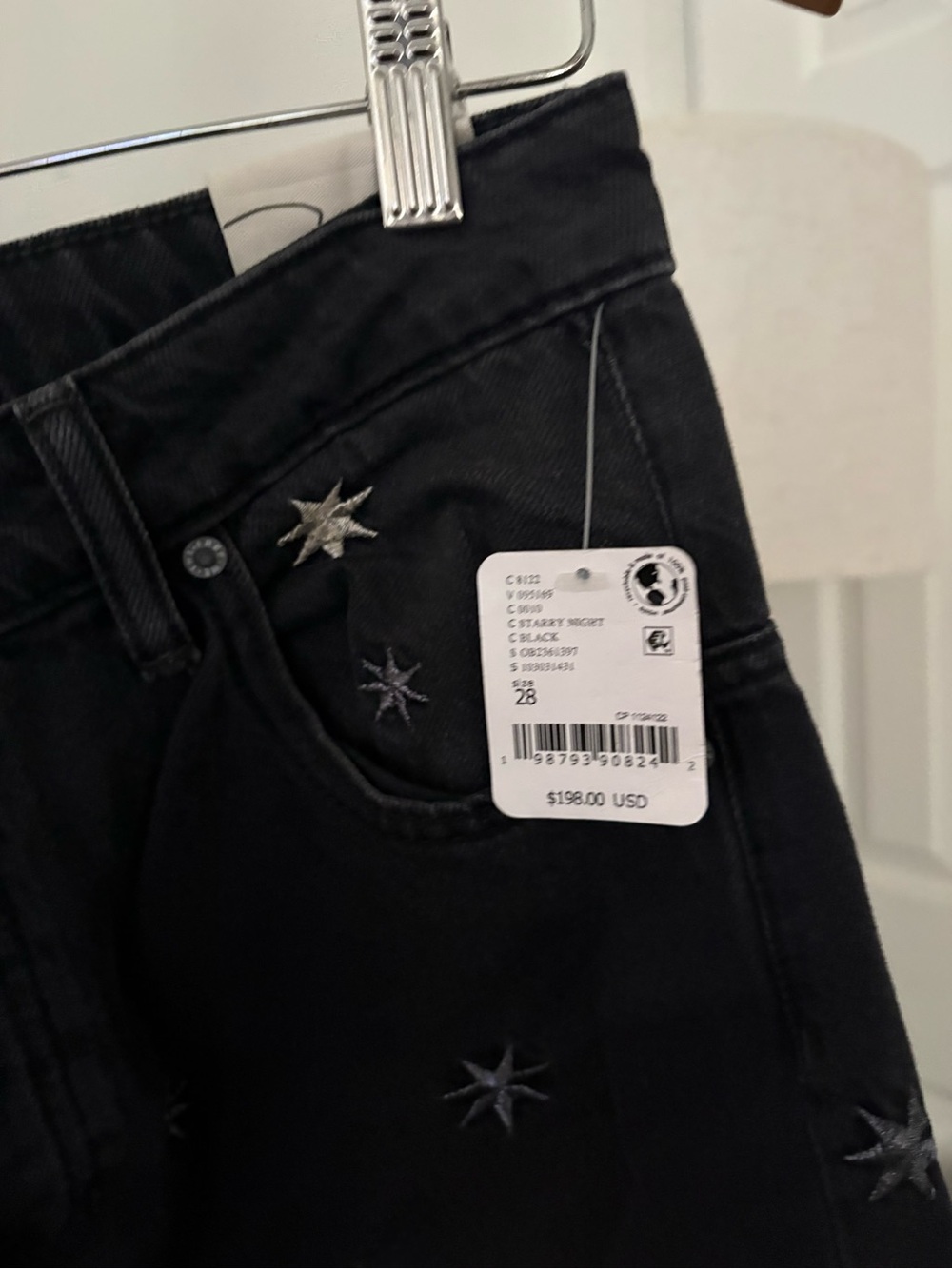 NWT FREE PEOPLE WE THE FREE Deep Trance Shine Embroidered Dropped Boyfriend Jean - Picture 13 of 14